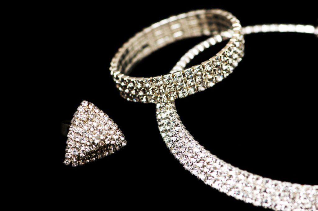 diamonds and silver jewelry